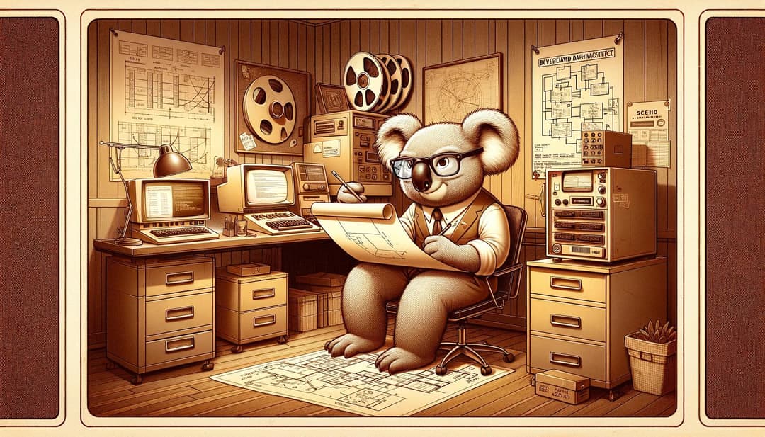 Karl, contemplating about Webhook Design specifications in his office, surrounded by computers and filing cabinets. Karl, contemplating about Webhook Design specifications in his office, surrounded by computers and filing cabinets.